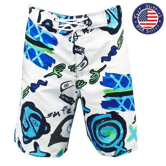 NWT SURF SUMMER SURF BEACH MEN'S SWIMWEAR TRUNKS SLIM FIT BOARD SHORTS SIZE L - Picture 1 of 4